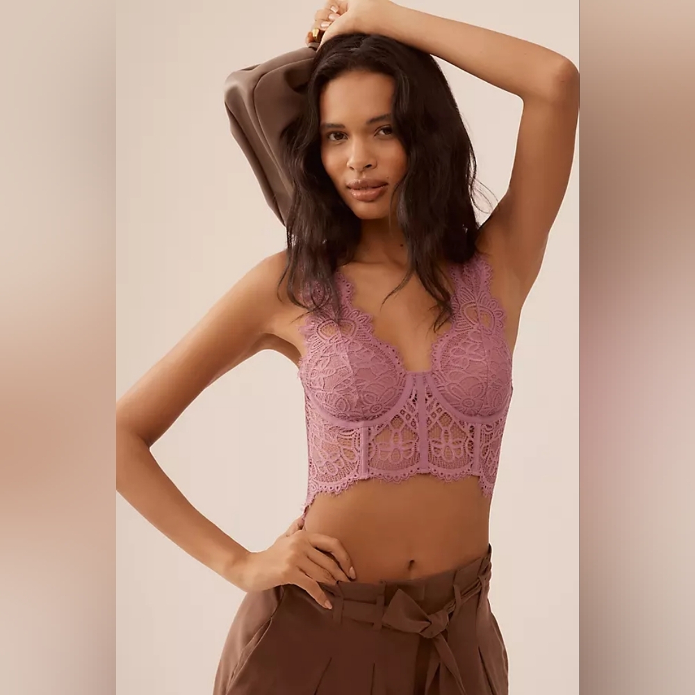 NWT Anthropologie The Giselle Lace Bustier Purple Small